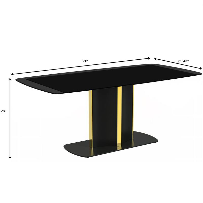 Sylva Dining Table Rectangular Tabletop in Gold Pedestal Base