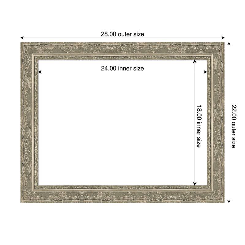Filigree Framed Dry Erase Magnetic Board - 28 x 22 in - Filigree Silver