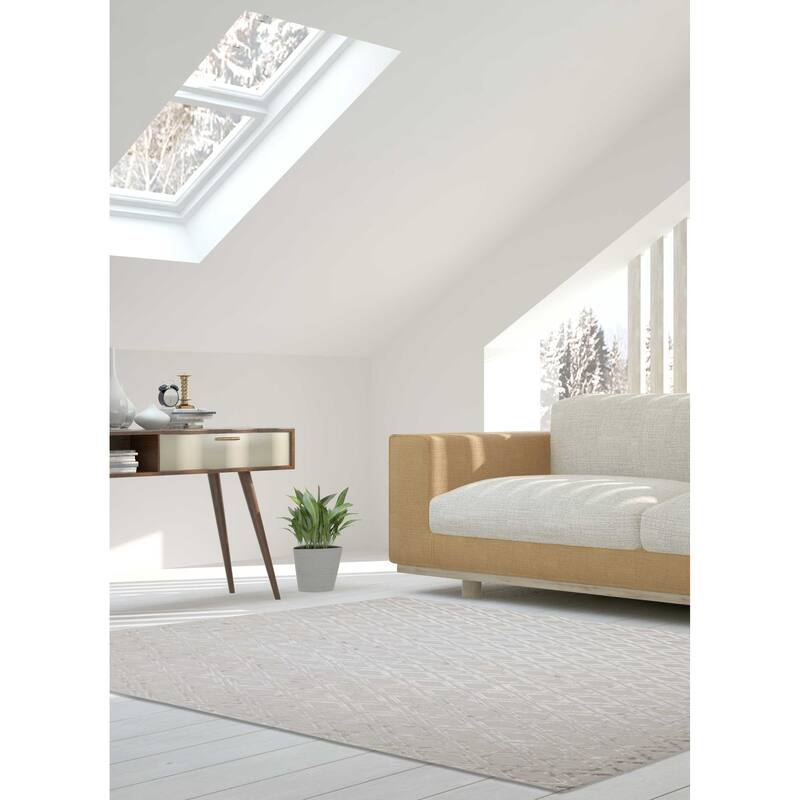 ECARPETGALLERY Hand Loomed Elysian Grey Viscose, Wool Rug - 8'1 x 10'0