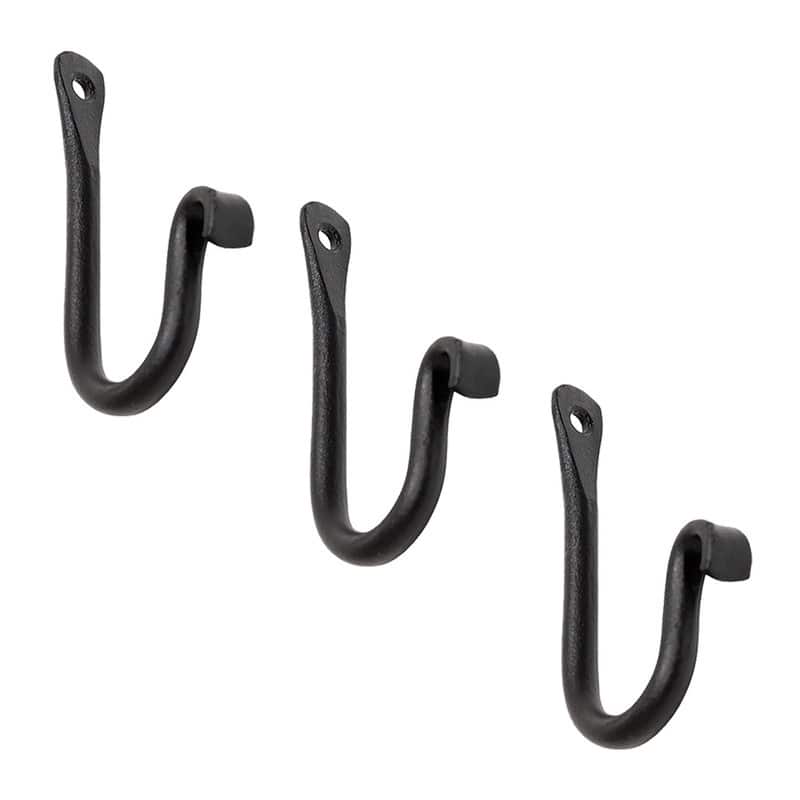 Achla Designs Set of 3 Multi Purpose J-Hook Brackets, Black Powder Coat Finish