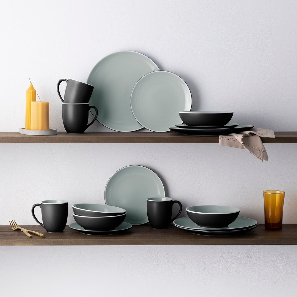 Noritake ColorTrio 16-Piece Coupe Dinnerware Set, Service For 4