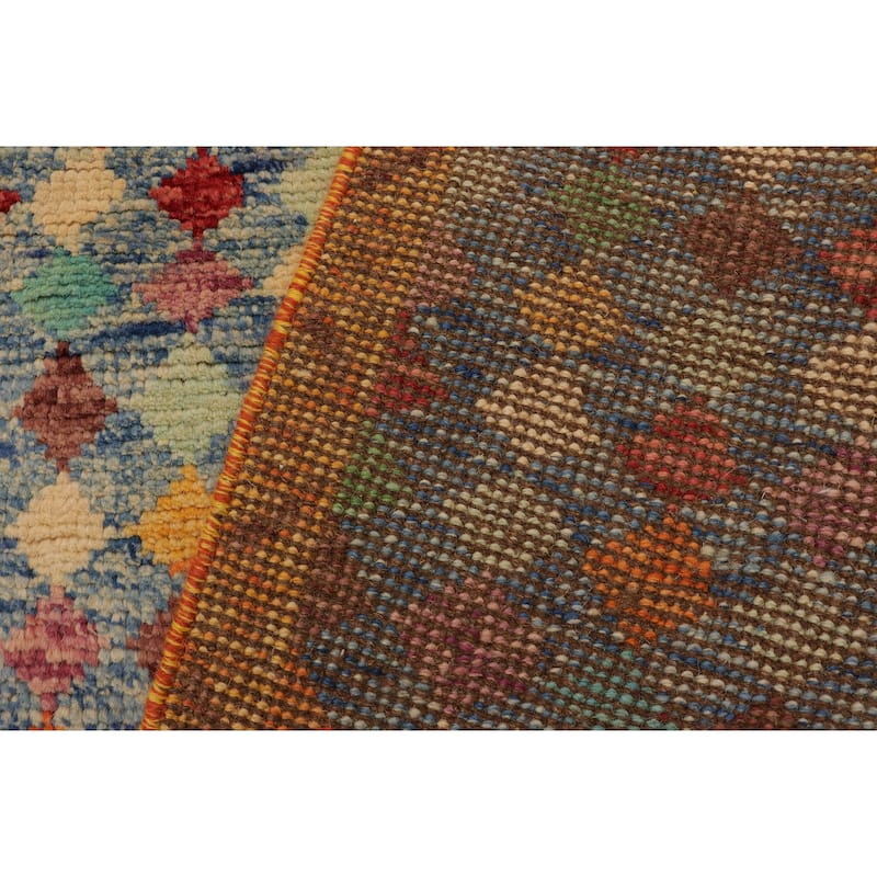 Modern Balochi Odom Blue/Gold Hand Knotted Wool Rug - 3'6'' x 4'10''