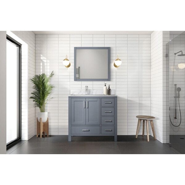 Jacques 36 in. W x 22 in. D Left Offset Dark Grey Bath