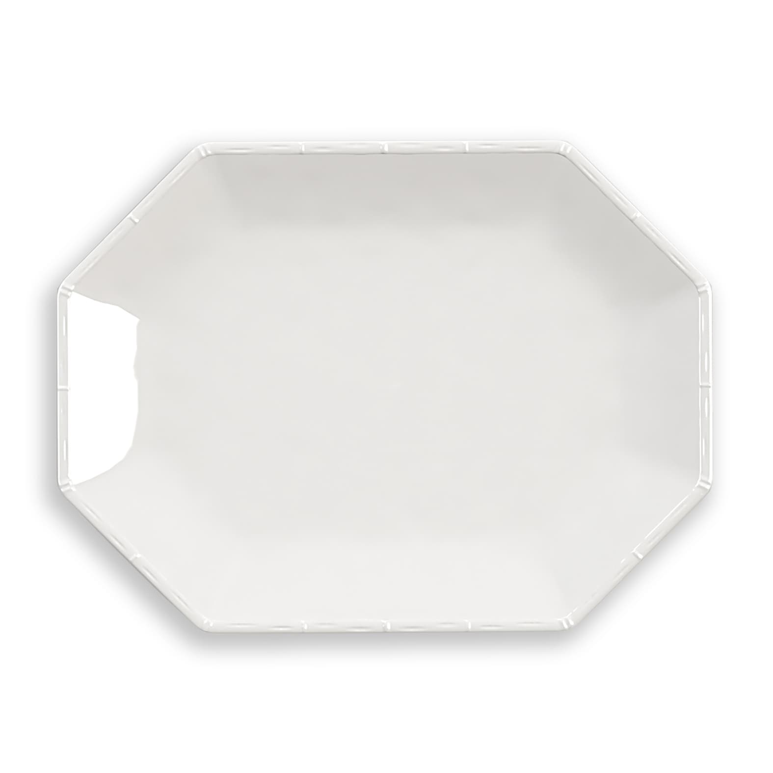 Abode Homewares Bamboo Raised Rim Melamine Octagonal Serving Tray - White - 16"