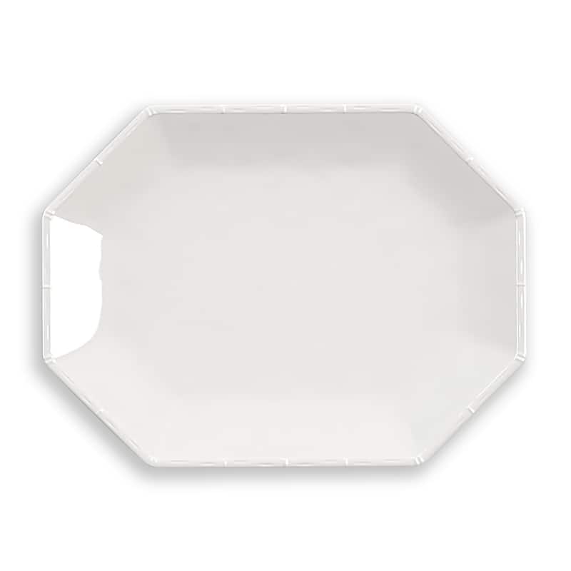 Abode Homewares Bamboo Raised Rim Melamine Octagonal Serving Tray - White - 16" - White