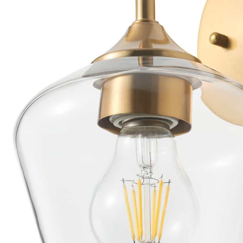 Modern Brass Finish Wall Sconce Fixture with Dome Clear Glass Shade