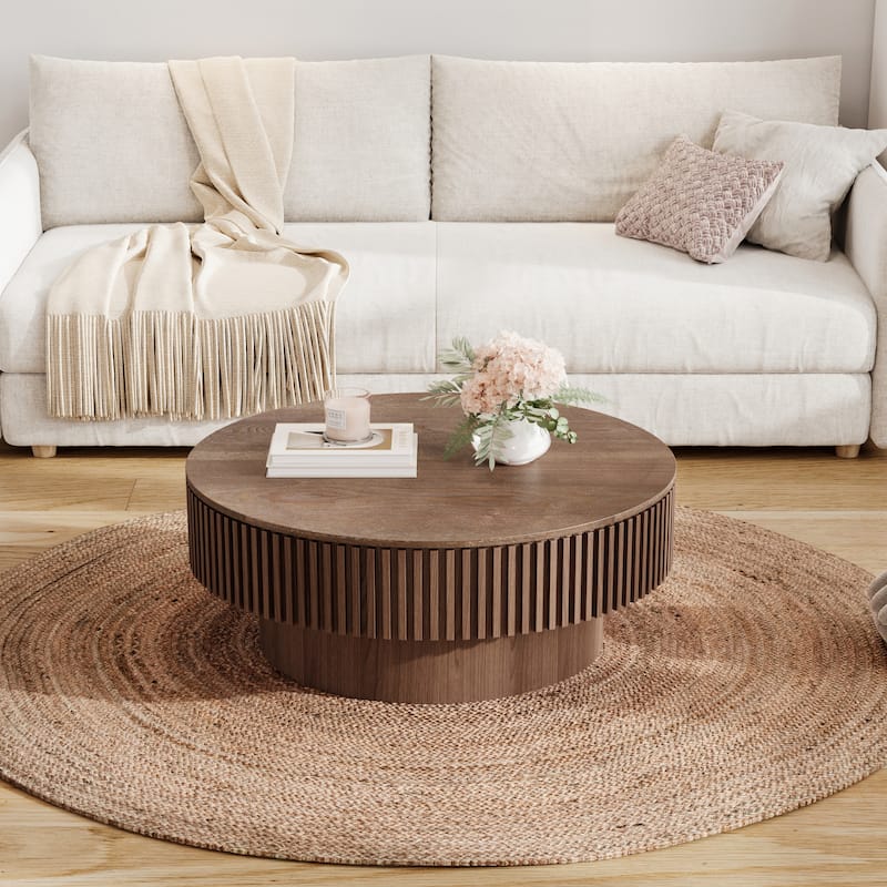 GDF Studio - Aveline 31.5 Inch Round Coffee Table with Storage