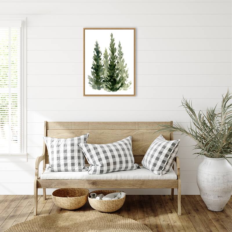 Simple Evergreens II by Emma Caroline Framed Canvas Wall Art - Sylvie Maple