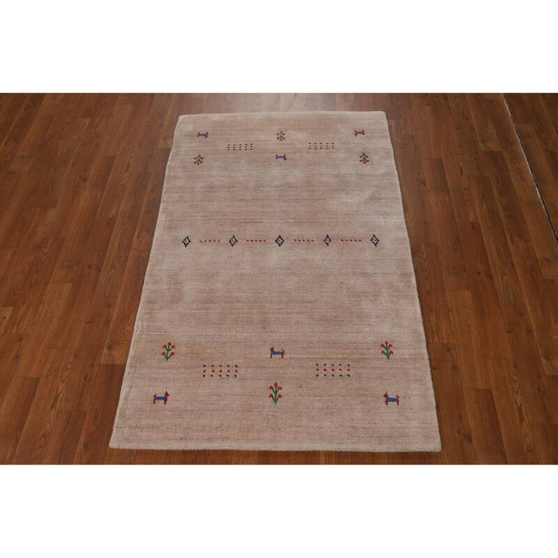 Little Animals Design Gabbeh Indian Foyer Rug Handmade Silk Carpet - 3'0"x 4'11"