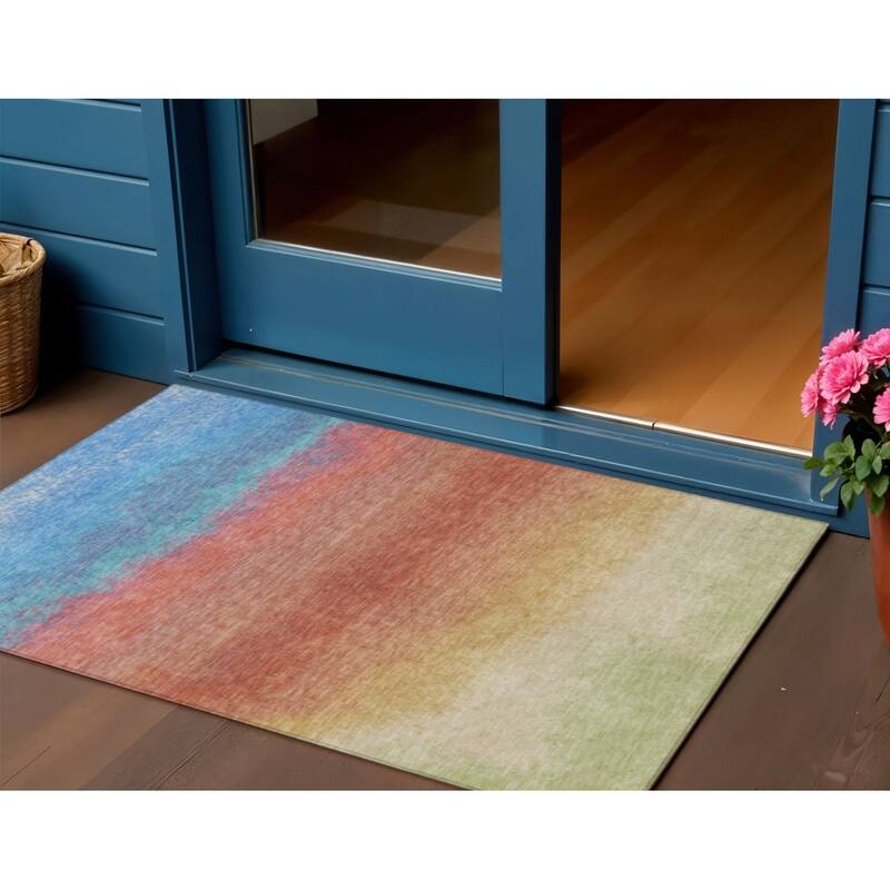 HomeRoots Ombre Transitional Rectangle Outdoor Rug - 3' x 5'