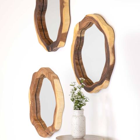 3D-Edge Solid Wood Wall Mirror
