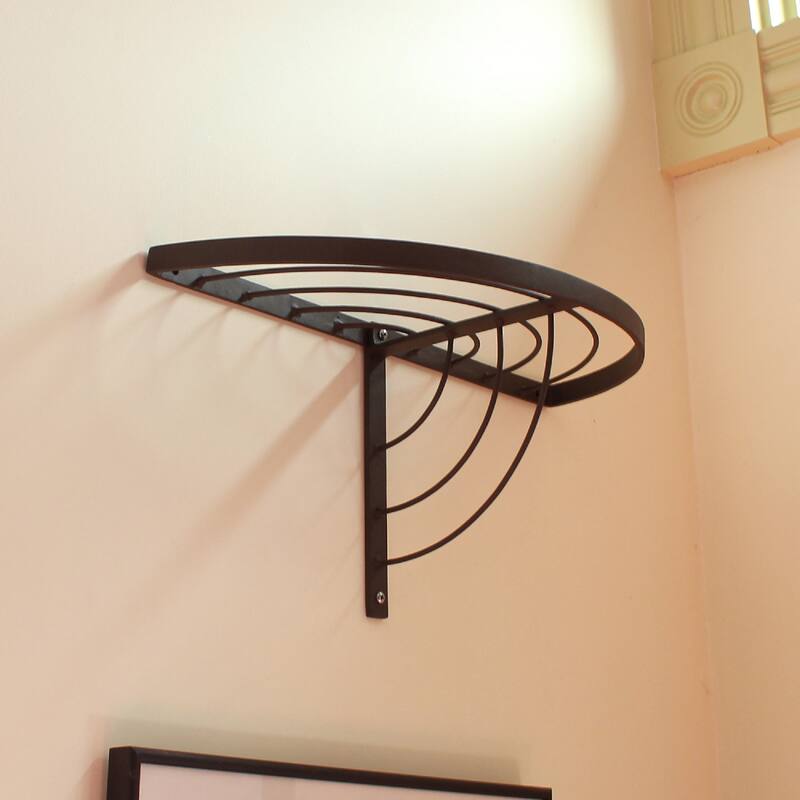 Achla Designs 18" W Half-Round Roman Bronze Wrought Iron Wall Plant Shelf, Powder Coated Finish