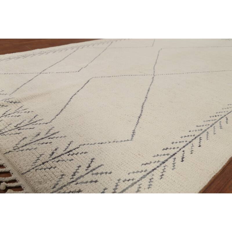 Ivory Moroccan Area Rug Handmade Wool Carpet - 5'11"x 9'4"