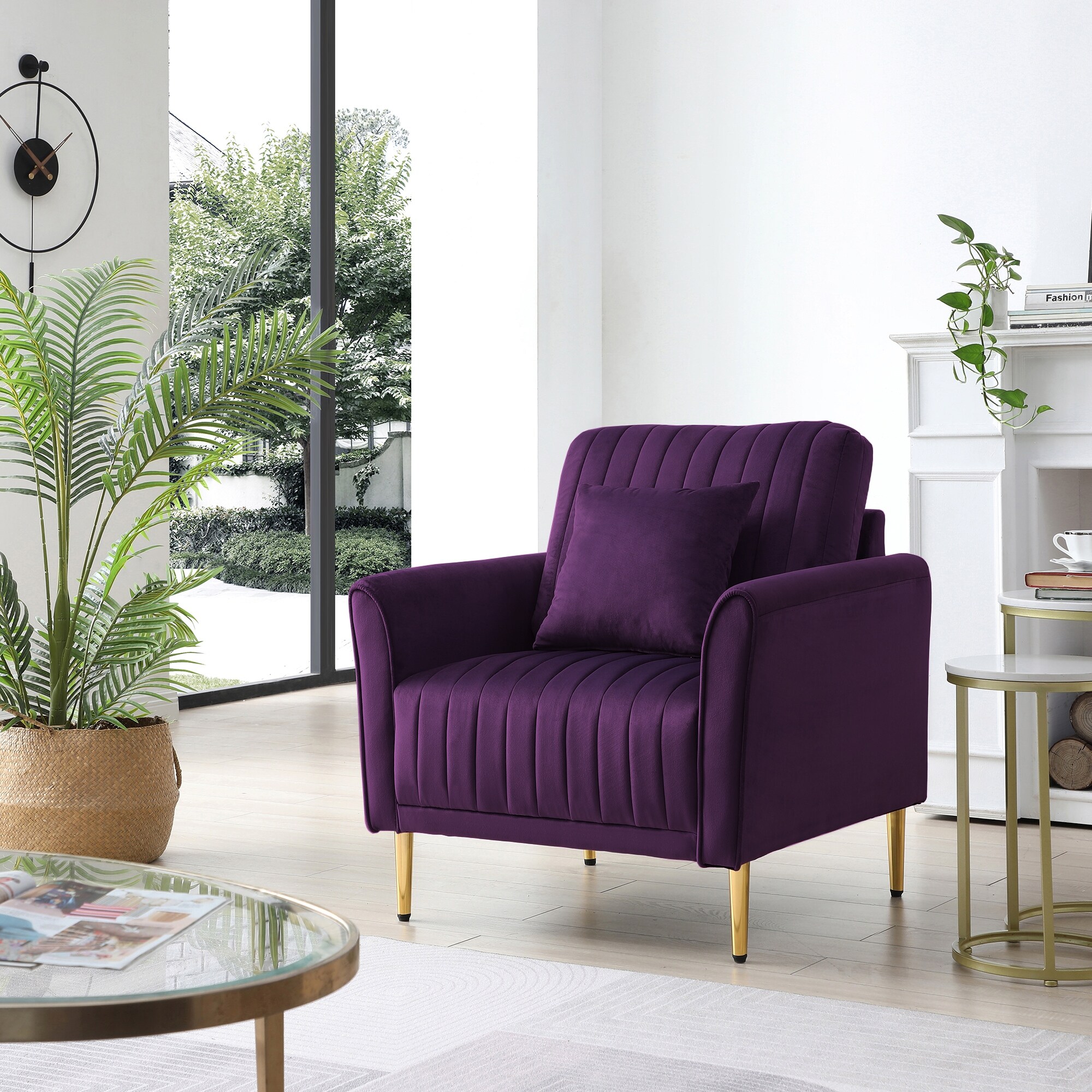 Modern Velvet Accent Chair Upholstered Living Room Arm Chairs