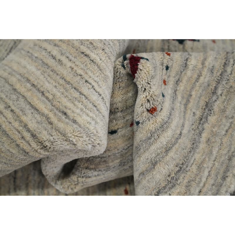 Hand Knotted Oriental 100% Wool Carpet Tribal Animal Pictorial Greys & Charcoal Gabbeh Area Rug - 7' 10'' X 4' 11''