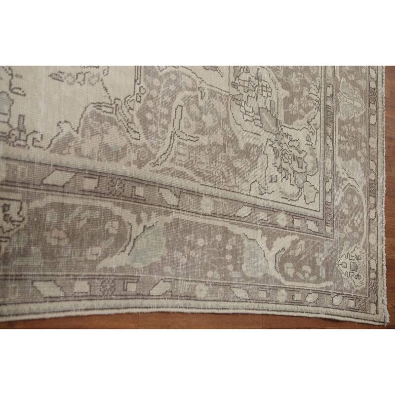 Hand Knotted Oriental 100% Wool Carpet Traditional Floral Beige & Ivories Tabriz Area Rug - 12' 6'' X 9' 6''