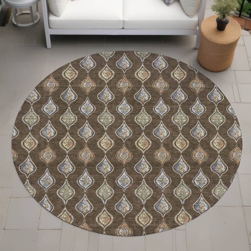 Machine Washable Indoor/ Outdoor Casual Greenwood Chantille Rug - Chocolate - 8' x 8'