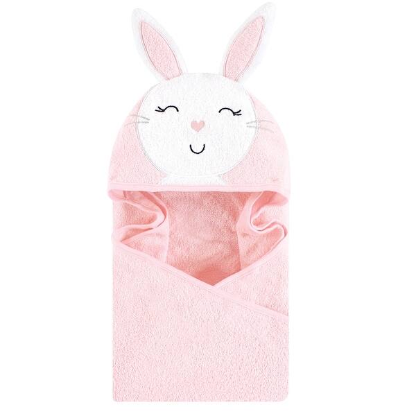 slide 1 of 1, Hudson Baby Infant Girl Cotton Animal Face Hooded Towel, Pink Bunny, One Size - Pink Bunny - One Size One Size - Pink Bunny