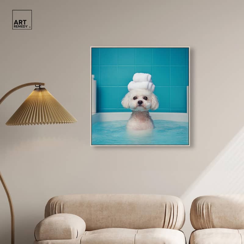 Fluff in the Tub Canvas by Art Remedy