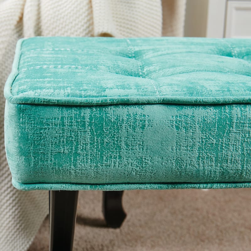 Textured Velvet Ottoman Vanity Stool 18"X18"X17"