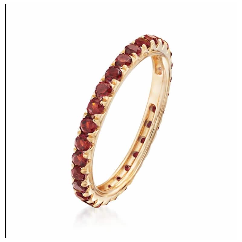 14Kt Gold Red Garnet Gemstone Eternity Band Ring