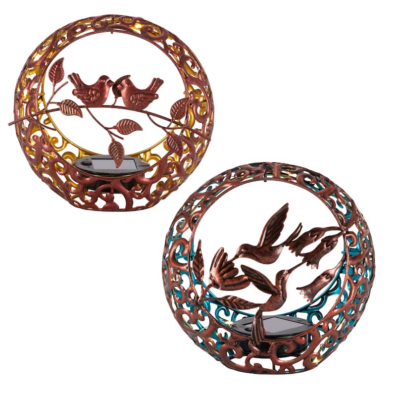 7.09 in. Solar Powered Spring Bird Tabletop Decor Set of 2