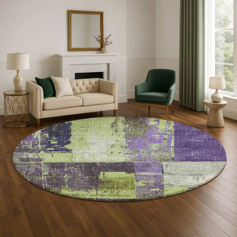 Premium Washable Super Soft Contemporary Geo Mayfield Rug - Aloe - 8' x 8'