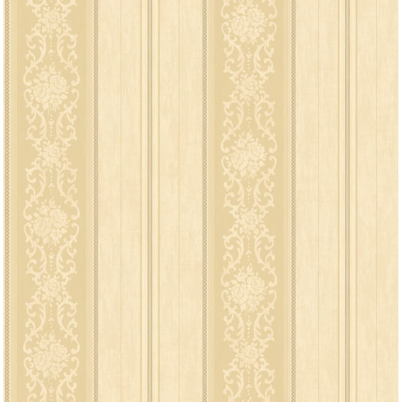 Seabrook Designs Amery Floral Stripe Unpasted Wallpaper