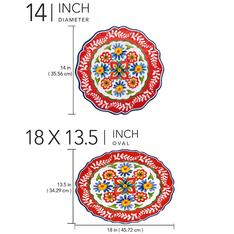 Certified International Flores Melamine 2-piece Platter Set