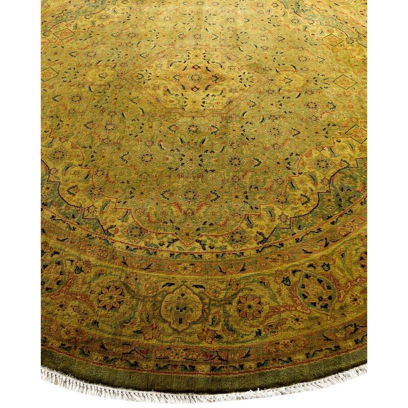 Overton Hand Knotted Wool Vintage Inspired Modern Contemporary Overdyed Gold Area Rug - 6' 2" x 6' 4"