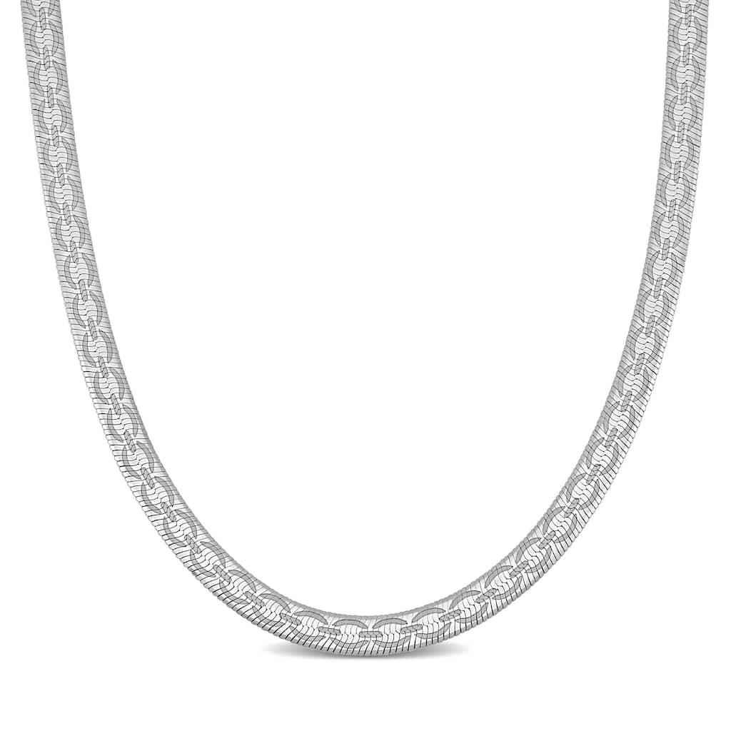 Miadora 4.5mm Fancy Herringbone Necklace in Sterling Silver