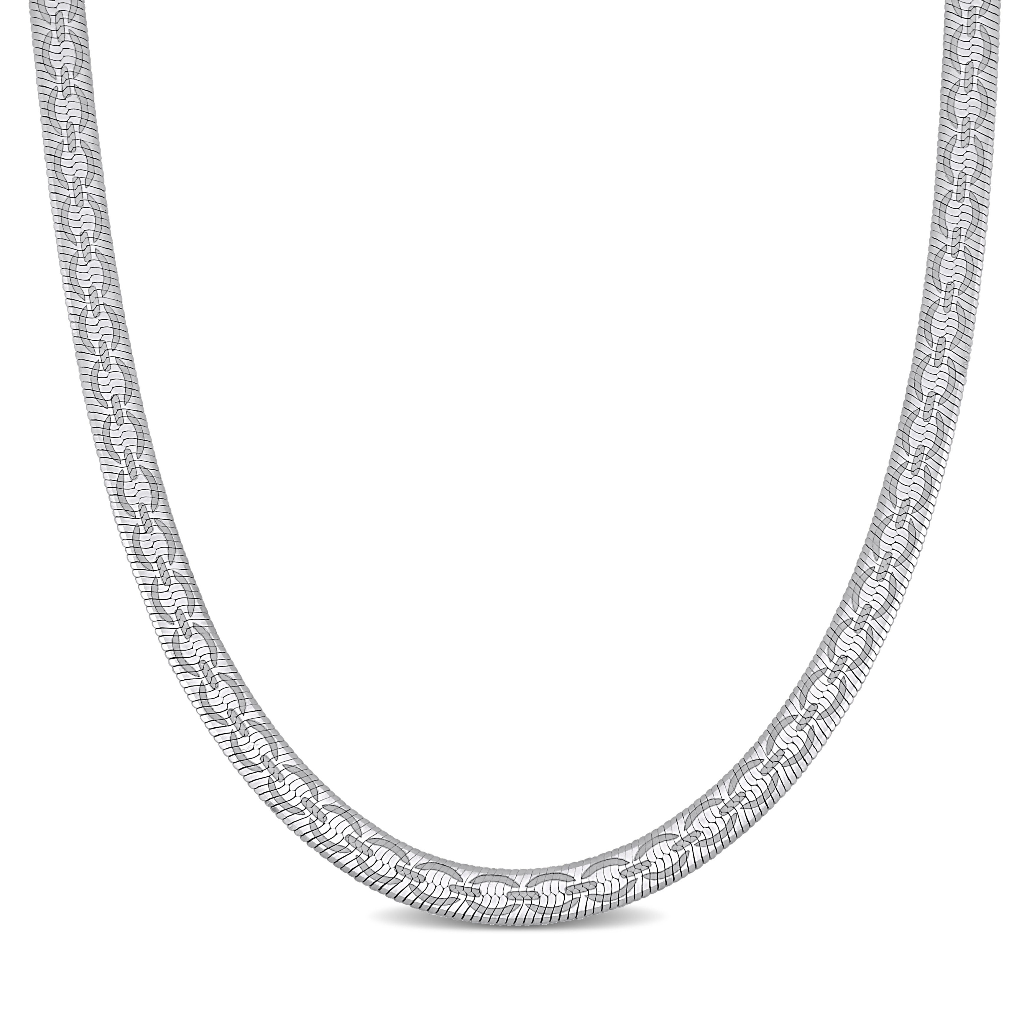 Miadora 4.5mm Fancy Herringbone Necklace in Sterling Silver