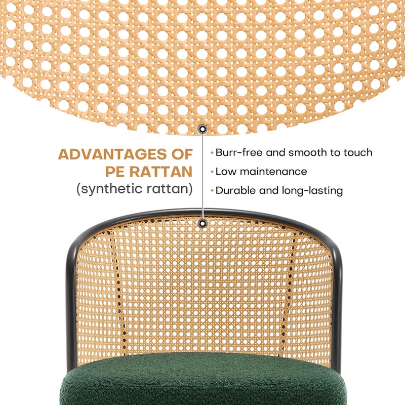 Upholstered Rattan Dining Chairs with Metal Legs Set of 2/4 - 29.92"H x 20.5"W x 23.03"D