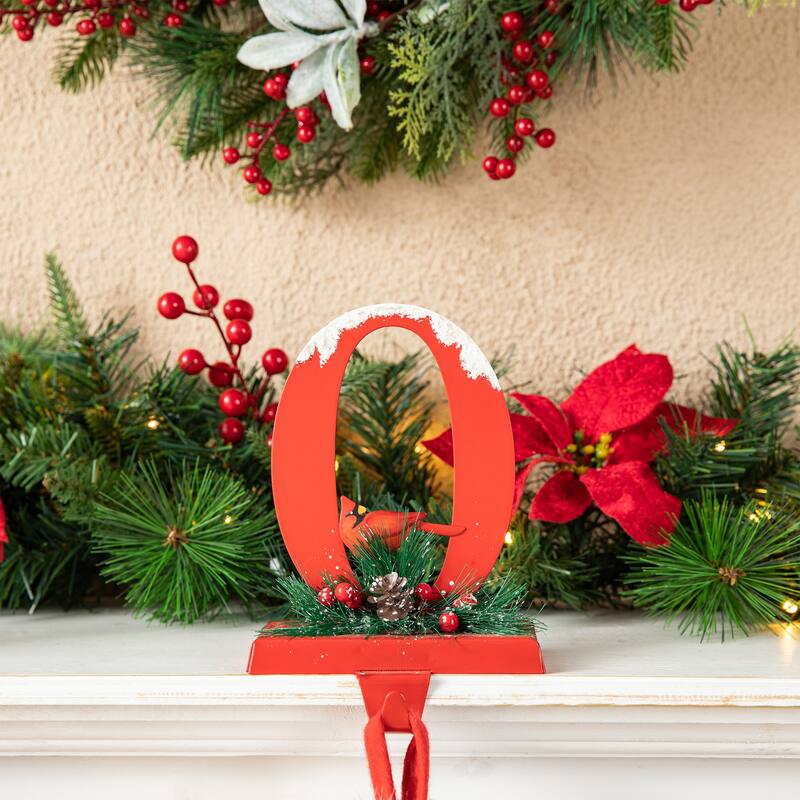 Glitzhome Set of 3 JOY with Snowman Cardinals Stocking Holders Christmas Decor