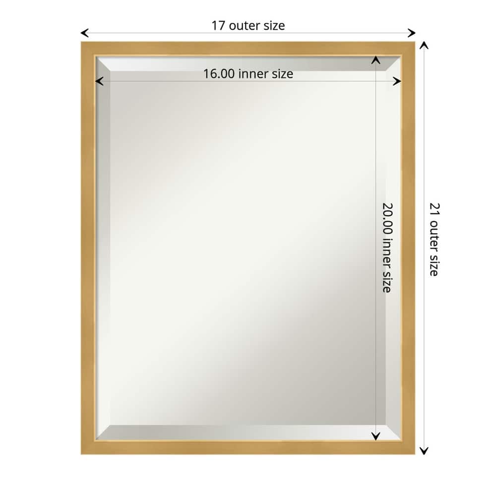 Beveled Wood Bathroom Wall Mirror - Svelte Polished Gold Frame