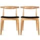 preview thumbnail 1 of 58, Set of 2 Kennedy Elbow Chairs Farmhouse Wooden Dining Chairs With PU Leather Or Fabric Cushion Seat, Modern Accent Side Chairs Natural Wood + Black PU Leather Seat