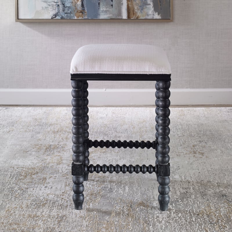 Uttermost Pryce Black Backless Counter Stool - 15"W x 25.5"H x 15"D