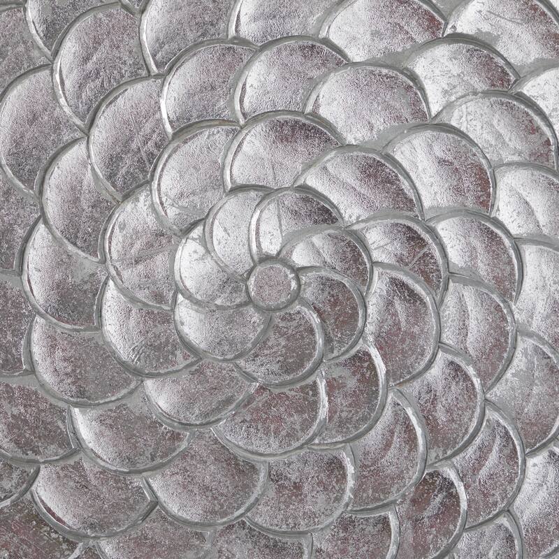 Wood Carved Scales and Radial Plate Abstract Wall Decor with Hammered Inspired Design - Gold or Silver