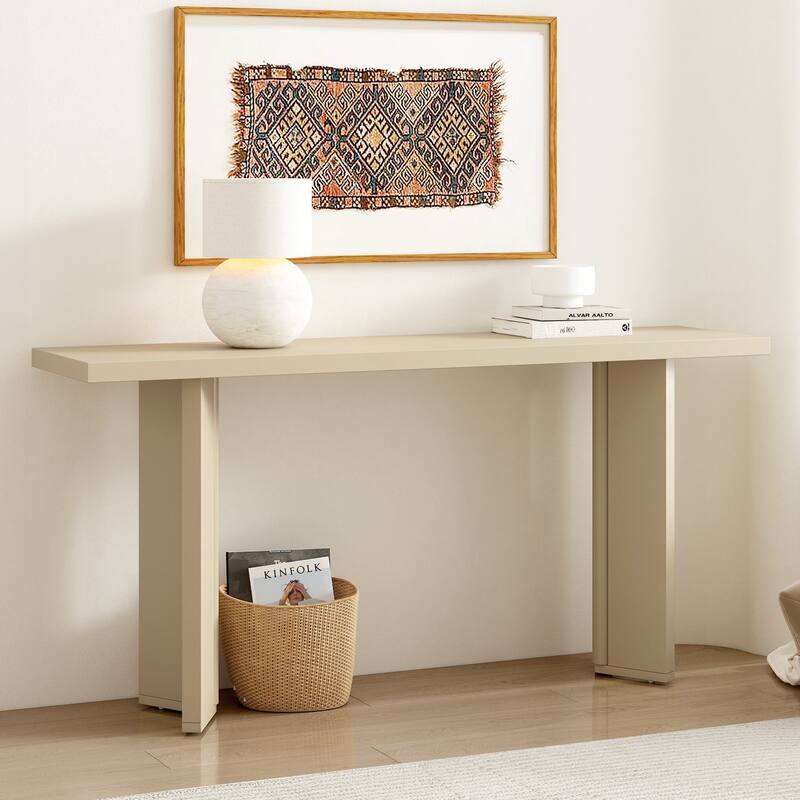 Console Table with Pine Veneer and Geometric Legs,Suitable for Living Room, Study and Dining Room
