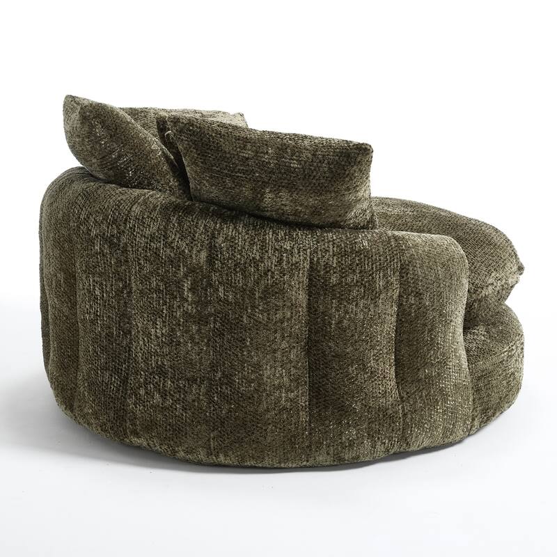 55" Modern Long Polyester Foam Round Bean Bag Sofa Chair with Pillows