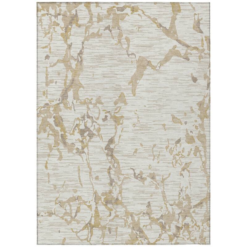 Machine Washable Indoor/ Outdoor Abstract Camo Chantille Rug