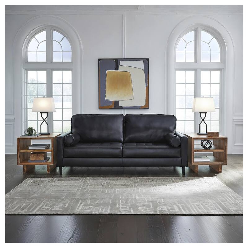 Signature Design by Ashley Bryceview Black Sofa - 87" W x 38" D x 39" H - 87" W x 38" D x 39" H - Black