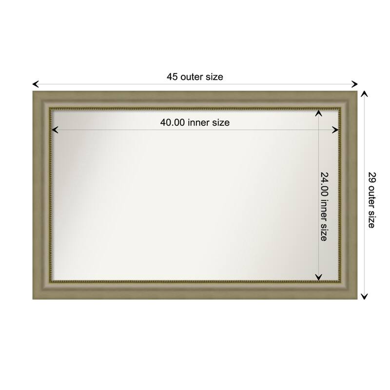Vegas Silver Framed Non-Beveled Custom Wall Mirror, Bathroom Vanity Mirror - Outer Size: 44.75 x 28.75