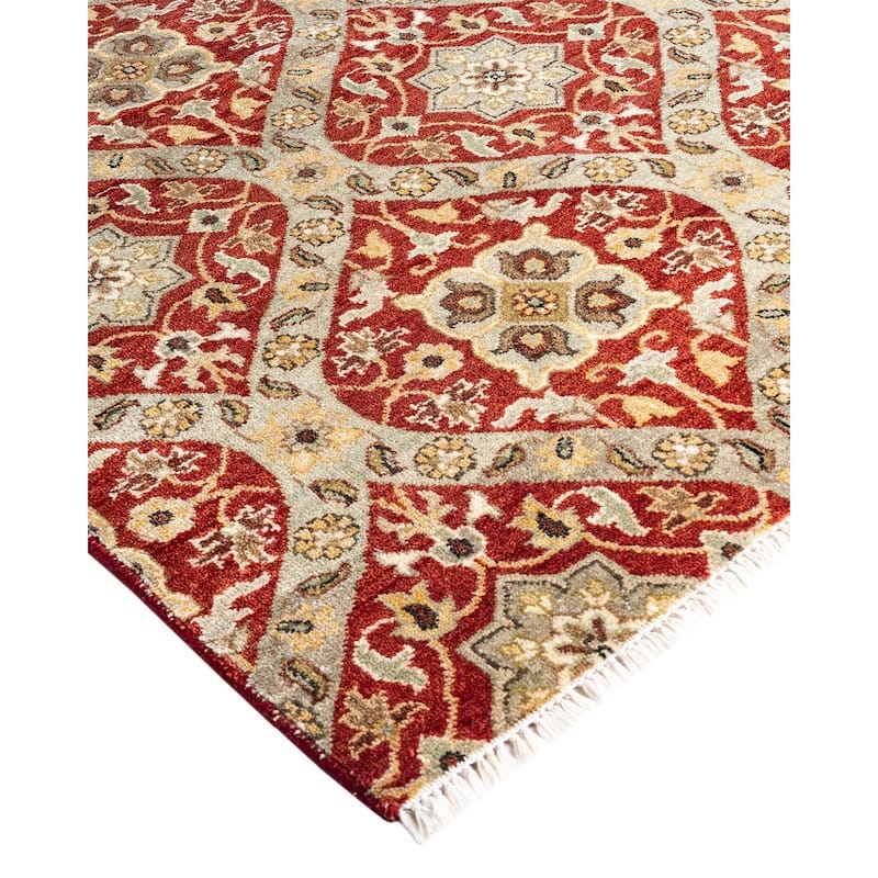 Ikat One-of-a-Kind Hand-Knotted Area Rug - Red, 6' 8" x 9' 8" - 6' 8" x 9' 8"