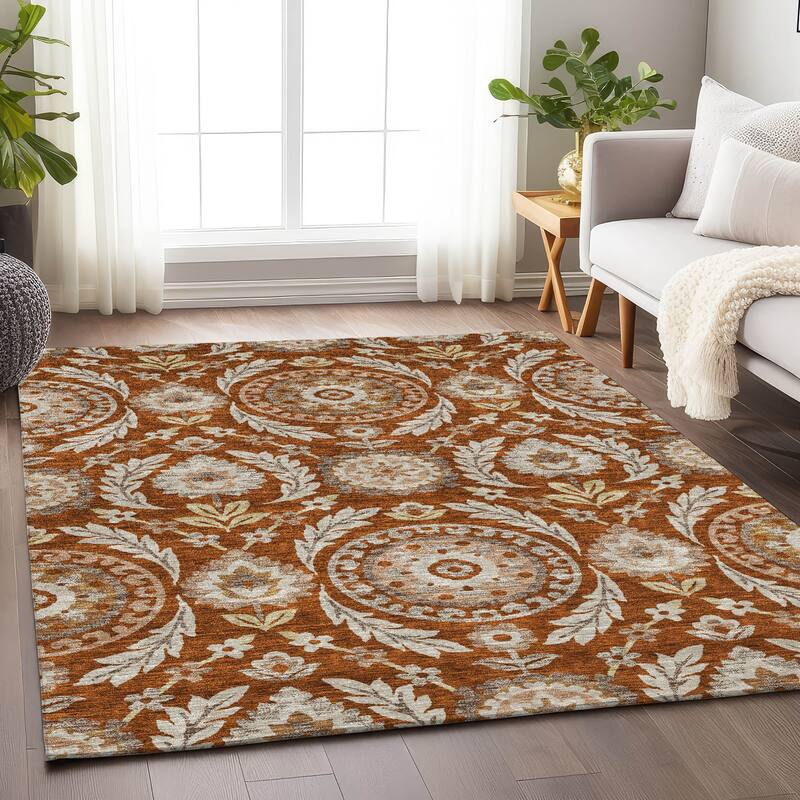 Premium Washable Super Soft Boho Global Mayfield Rug - Paprika - 10' x 14'