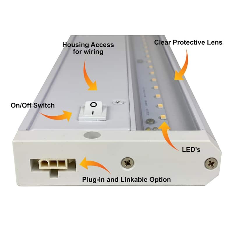 LED Under-Cabinet or Closet Lights - Dimmable, Direct Wire or Plug-in, 400-760 Lumens, 3000K Warm White,