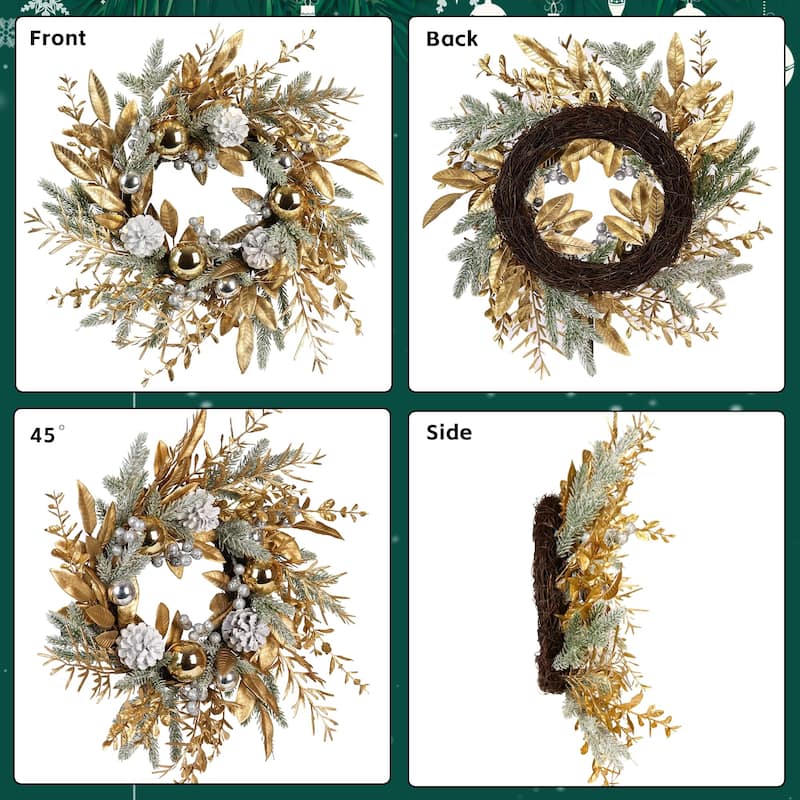 GDFStudio - Amelia LED Christmas Wreath with 8 Lighting Modes for Holiday Décor - 20 Inch