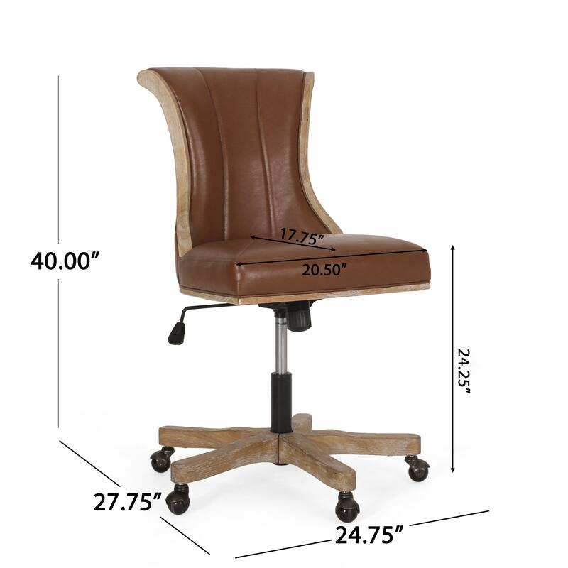 Coulee Upholstered Roll Back Swivel Office Chair by Christopher Knight Home - 24.75" L x 27.75" W x 35.50-40.00" H
