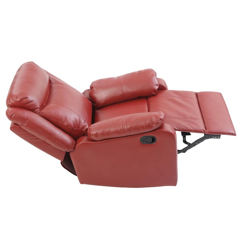 Solid Upholstered Reclining Accent Chair with Padded Arms - 40" - Red
