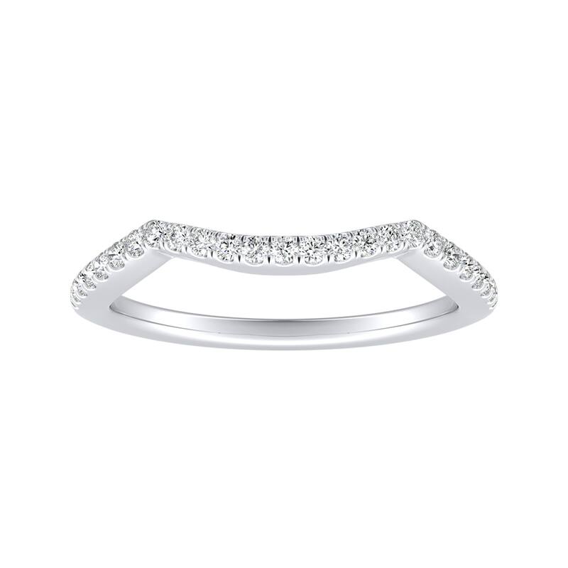 Auriya 1/6ctw Curved Diamond Wedding Band 18k Gold - White - 6.5